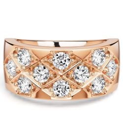 Italo Rose Gold 3 MM Round Cut Half Eternity Band For Women Vortex Ring