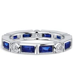 Italo Bezel Setting Baguette Cut Blue Sapphire Eternity Band For Women