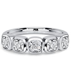Italo Bezel Setting Cushion Cut Five Stone Wedding Band For Women