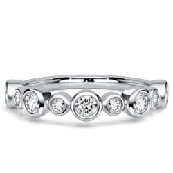 Italo Bezel Setting Round Cut Half Eternity Wedding Band For Women