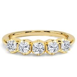 Italo 6 Prong 3 MM Cushion Cut Five Stone Wedding Band For Women