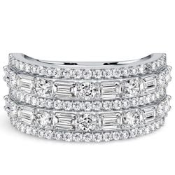 Italo Five-Row Emerald & Round Sapphire Half Eternity Band For Women
