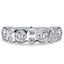 Italo Bezel Bubble Design Round Cut Half Eternity Band For Women Waterfall Ring