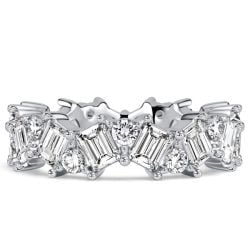 Italo Alternating Emerald & Round Cut Eternity Wedding Band For Women