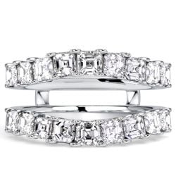 Italo Crown Asscher Cut Ring Guard Enhancer Wedding Band For Women