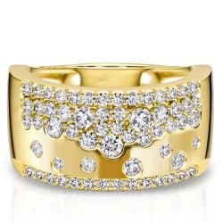 Italo Micro Pave Waterfall Round Cut Wide Wedding Band For Women