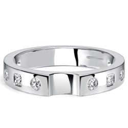 Italo Princess & Round Cut Half Eternity Band For Women Matching Wedding Bands