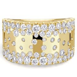 Italo Scattered Waterfall Round Cut Wide Wedding Band For Women