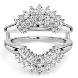 Italo Baguette & Round Cut Guard Enhancer Wedding Band For Women