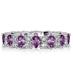 Italo Pear Cut Amethyst Eternity Wedding Band For Women