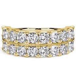 Italo Golden Double Row Cushion Cut Half Eternity Wedding Band For Women