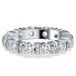 Italo Unique Bar Setting Round Cut Eternity Wedding Band For Women