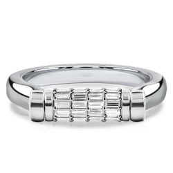 Italo Unique White Sapphire Baguette Cut Flip Ring Anniversary Band For Women