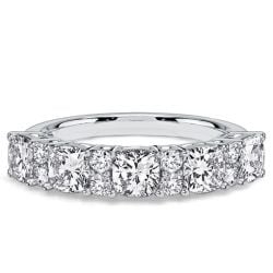 Italo 4 MM Cushion & Round Cut Half Eternity Wedding Band For Women