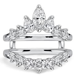 Italo Marquise & Round Cut Guard Enhancer Wedding Band For Women