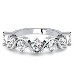 Italo Wave Half Bezel Round Cut Half Eternity Wedding Band For Women