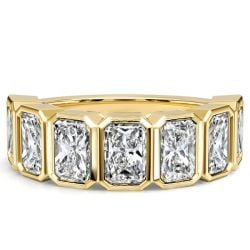 Italo Bezel Set Radiant Cut Half Eternity Wedding Band For Women