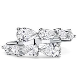 Italo Bypass White Sapphire Pear Cut Open Wedding Band For Women