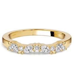 Italo Marquise & Round Cut Half Eternity Band For Women Matching Wedding Bands