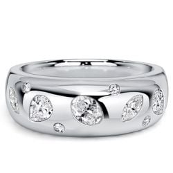 Italo Flush Set Waterfall Multi Cut Half Eternity Band For Women