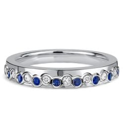 Italo Bezel Setting Alternating Blue & White Sapphire Half Eternity Band For Women