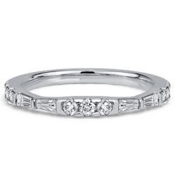 Italo Baguette & Round Cut Half Eternity Thin Wedding Band For Women