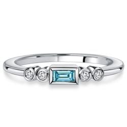 Italo Bezel Setting Baguette Cut Aquamarine Five Stone Wedding Band For Women