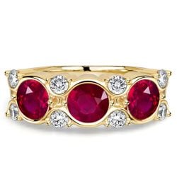 Italo Bezel Setting Round Cut Ruby Half Eternity Wedding Band For Women