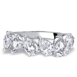 Italo 3 Prong Pear Cut Half Eternity Wedding Band For Women