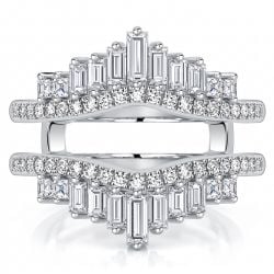 Italo Crown Baguette Cut Ring Guard Enhancer Wedding Band For Women