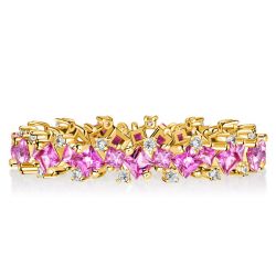 Italo Princess Cut Pink Stone Eternity Band Pink Sapphire Ring