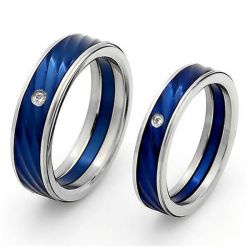 Italo Two Tone Titanium Steel Couple Rings