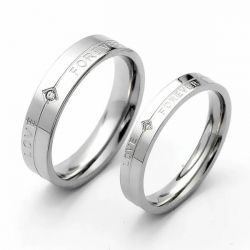 Italo Star Polished Titanium Steel Couple Rings