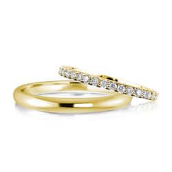 Italo Golden Round Cut Couple Rings
