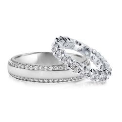 Italo Round Cut Eternity Couple Wedding Rings