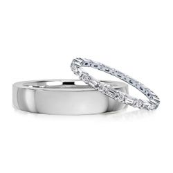 Italo Baguette Cut Eternity Couple Rings