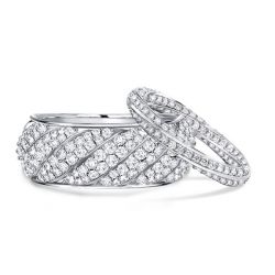 Italo Infinity Design Round Cut Eternity Couple Wedding Rings