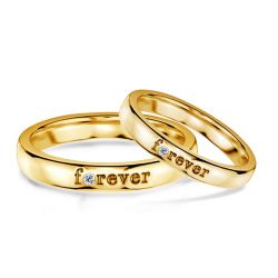 Italo Golden Round Cut Forever Couple Wedding Rings