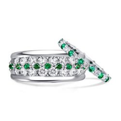 White & Green Sapphire Couple Rings Emera Couple Wedding Rings