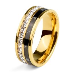 Two Tone Roman Numerals Titanium Steel Men's Wedding Band