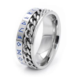 Chain Viking Script Design Titanium Steel Men's Wedding Band
