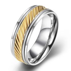 Two Tone Milgrain Stainless Steel Men's Wedding Band