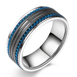 Two Tone Sawtooth Design Stainless Men's Wedding Band