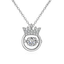 Italo Crown Created White Sapphire Pendant Necklace 