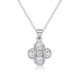 Four Leaf Clover Design Created White Sapphire Pendant Necklace 