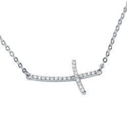 Slim Cross Design Pendant Necklace (0.36 CT. TW.)