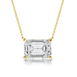 Golden Emerald Cut Pendant Necklace