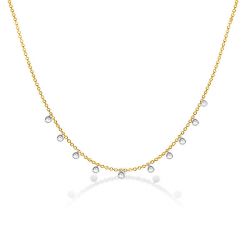 Golden Bezel Round Cut Necklace