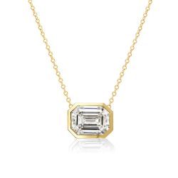 Golden Bezel Emerald Pendant Necklace