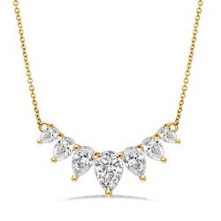 Italo Golden Pear Cut White Sapphire Pendant Necklace